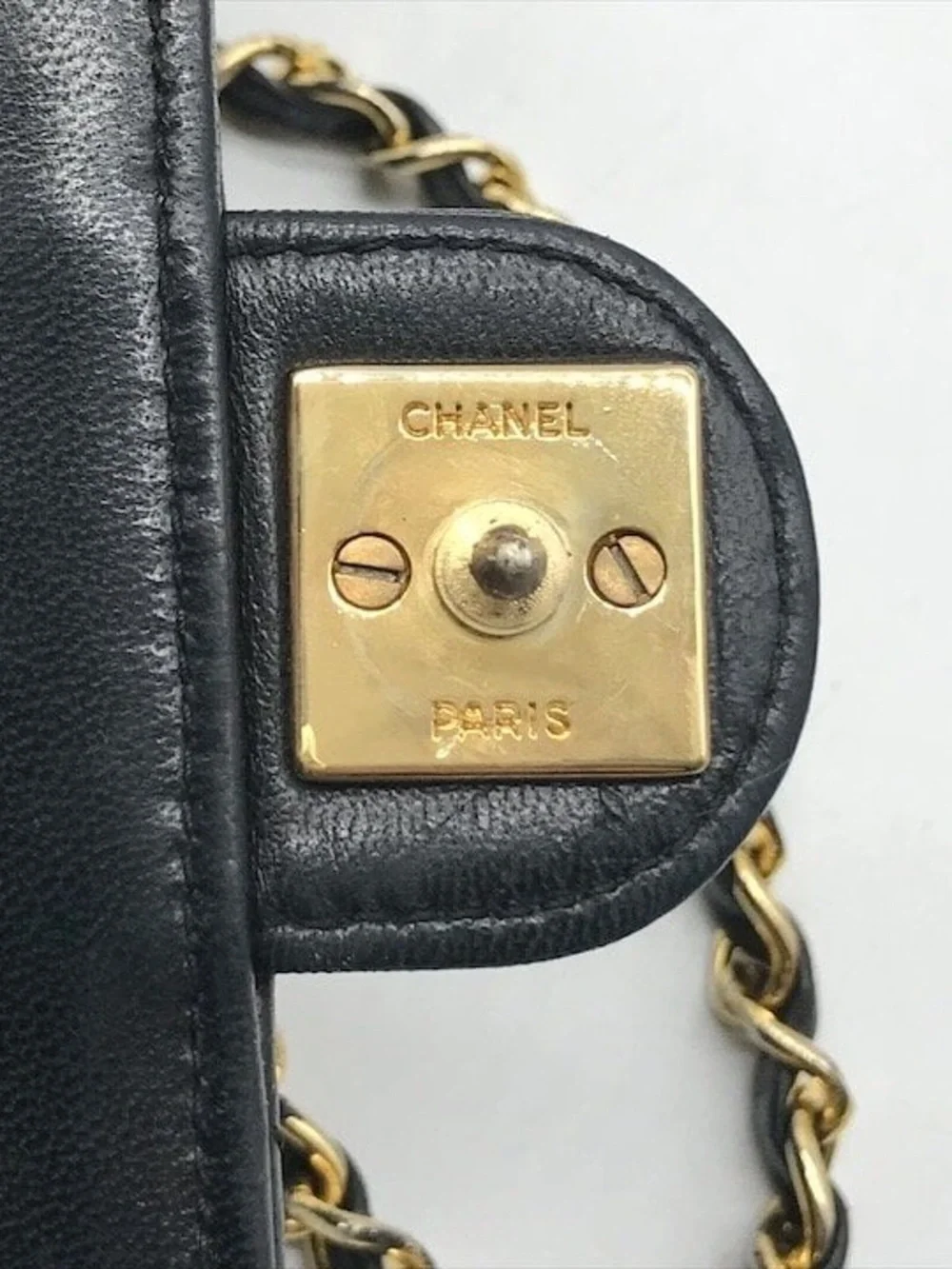 Authentic CHANEL vintage black lambskin single flap shoulder bag
